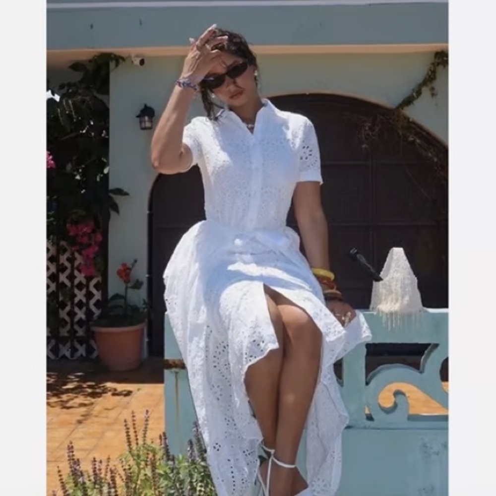 ZARA EMBROIDERED WHITE SHIRTDRESS BLOGGER FAV